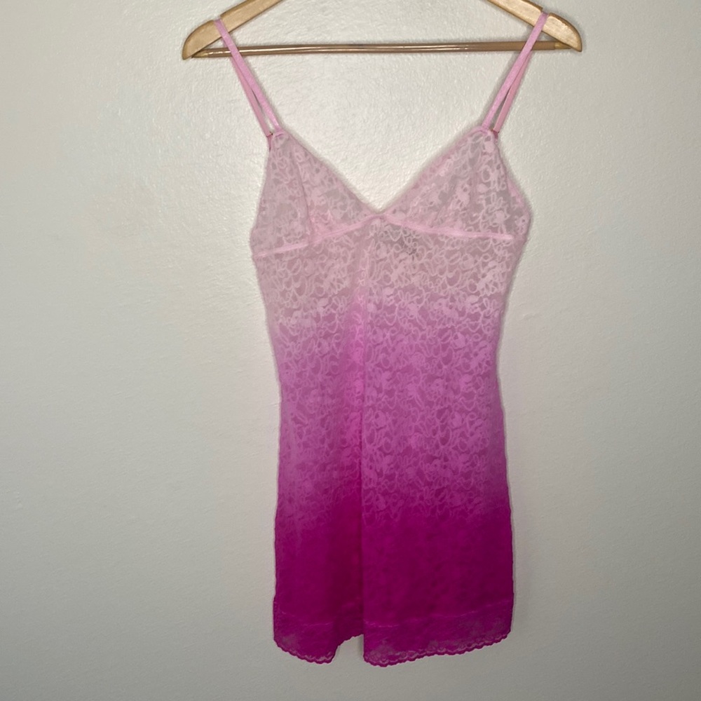 Victoria Secret Lingerie NWT pink lace ombré nighty teddy size large